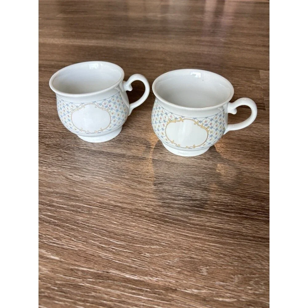 BP Collection Bavaria Present Vintage Mug Set Of 2 - Round Floral Geometric
